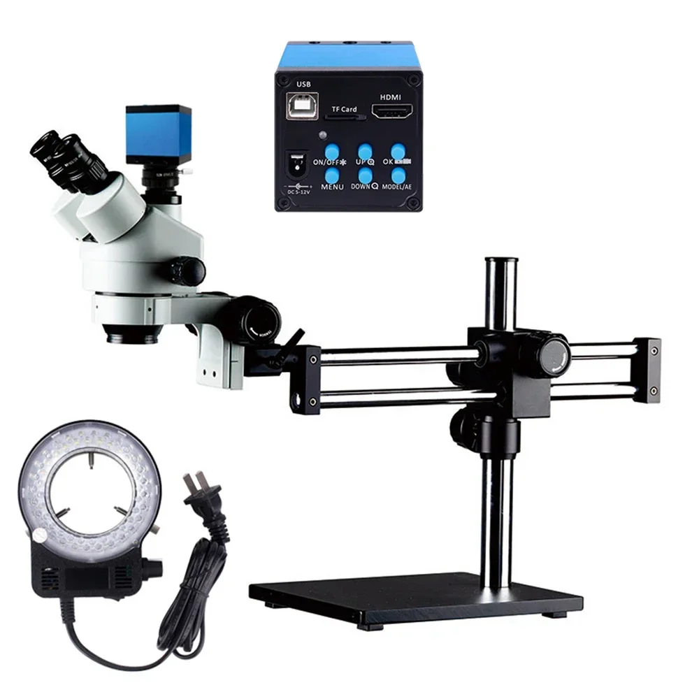 Trinocular Stereo Microscope 7X-45X - Microscópio Estéreo Trinocular 7X-45X com Zoom,