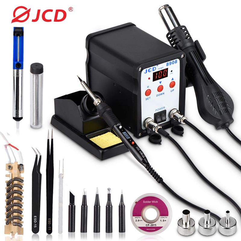 JCD-Estação De Solda Com Pisto - 2 In 1 Soldering Rework Station 750W avaliação e preço