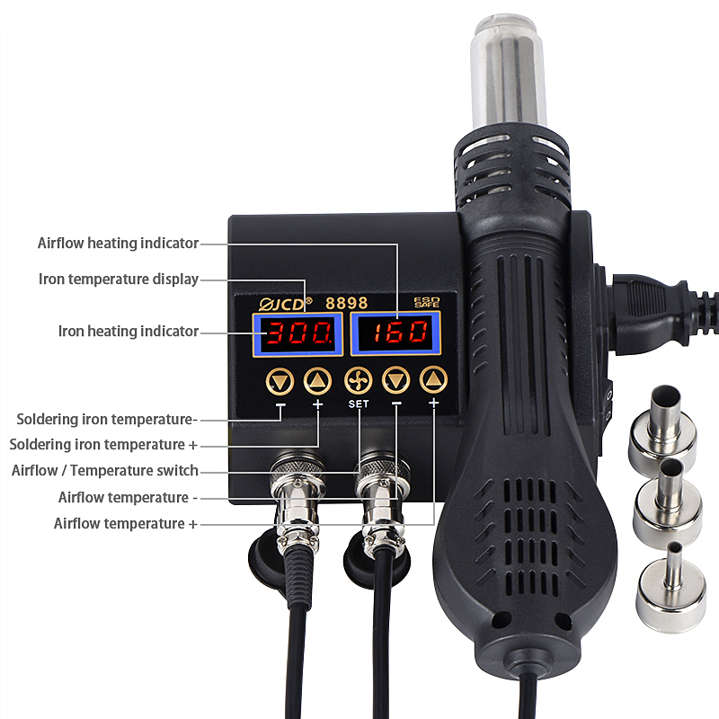 JCD 8898‑16 750W Estação de So - 2 In 1 Soldering Rework Station 750W avaliação e preço