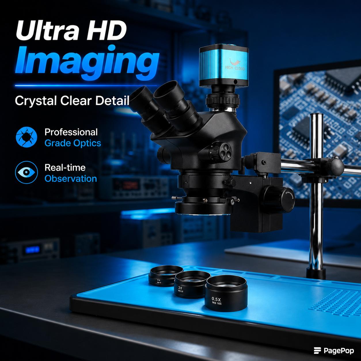 Microscópio Trinocular Estéreo - Simul-Focal Industrial Microscope 4K Hdmi avaliação e preço